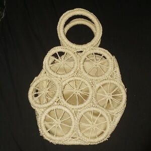 NWOT- Woven Natural Color Handbag/ Purse. 11.5 x 8. Liner included.